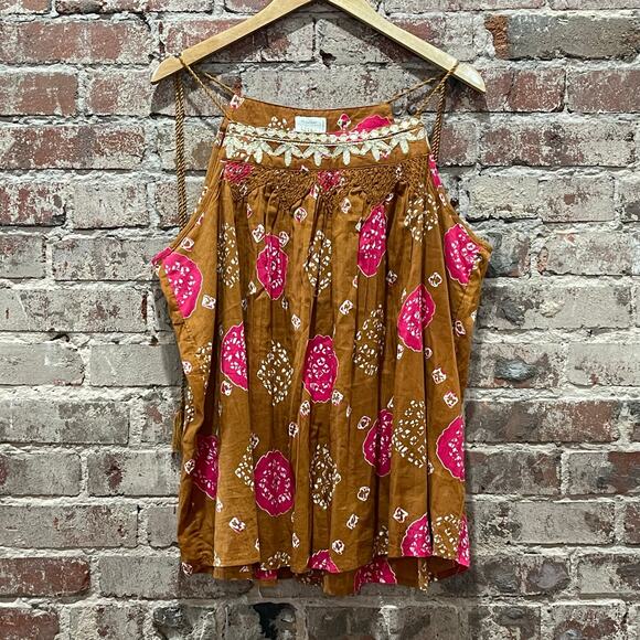 Nicole Miller Artelier Boho Summer Tassle Blouse Size Large - Picture 1 of 5